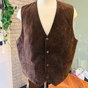Vintage R&R Brown Leather Vest Men’s 2XL Western